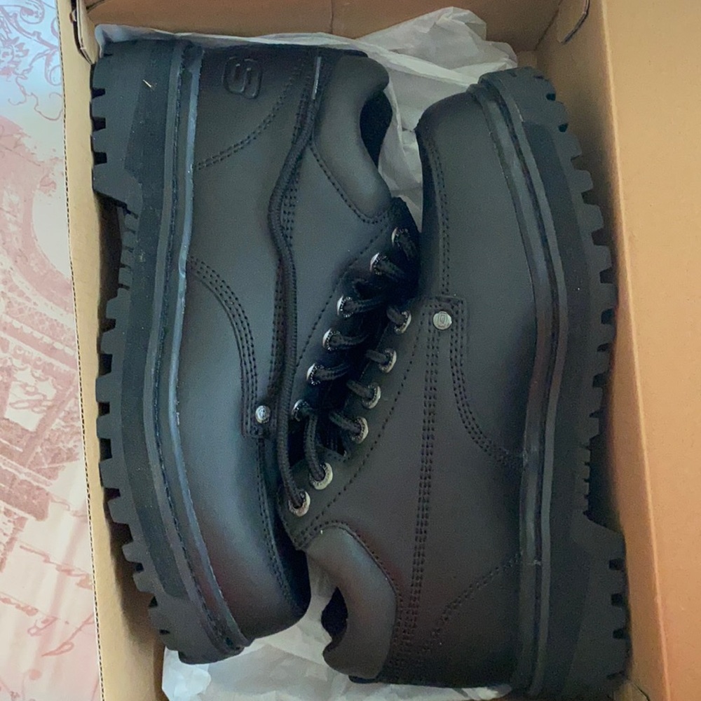Black Skechers utility boot